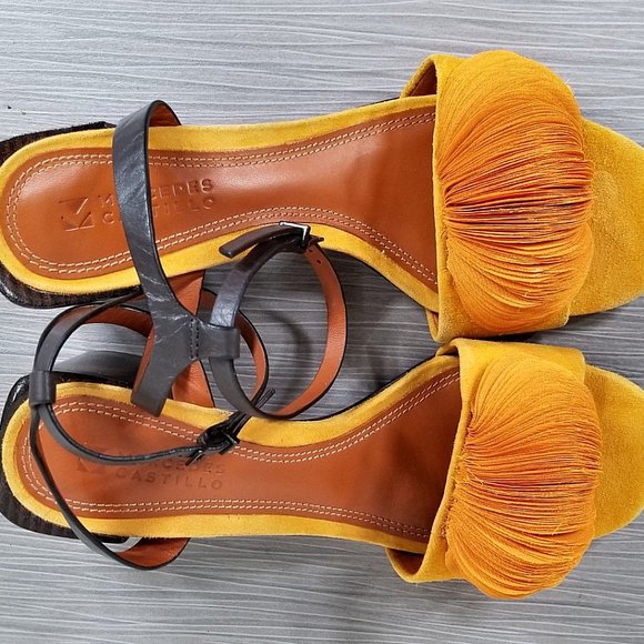 Mercedes Castillo Riza Block Heel Sandal, Tangerine, Womens Size 6.5 US / 36.5 - Picture 10 of 12